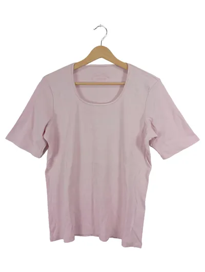 Gina Laura Damen T-Shirt Basic Rosa Gr. L Baumwolle Kurzarm