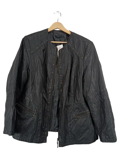 Kirsten Kunstlederjacke Damen Gr. 48 Grau Nieten Bikerstil