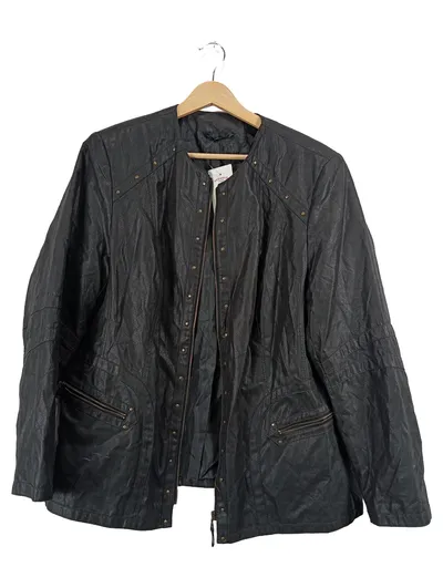 Kirsten Kunstlederjacke Damen Gr. 48 Grau Nieten Bikerstil