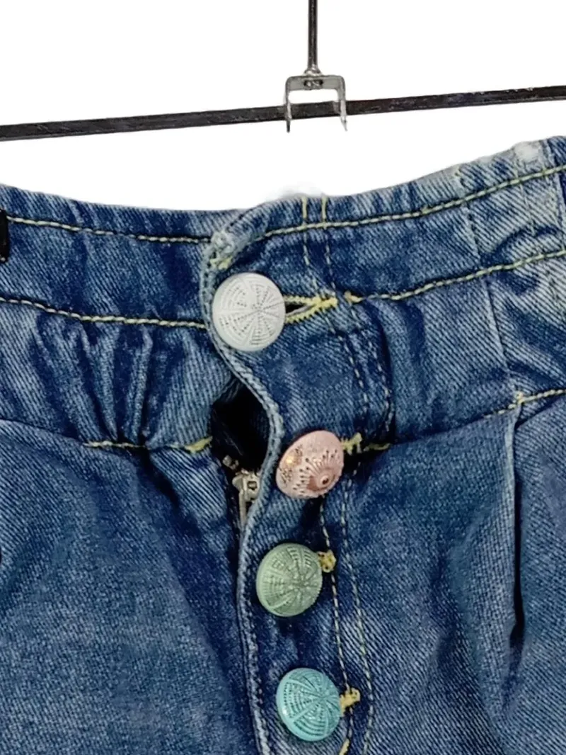 DONDUP Jeans-Shorts Mädchen Gr. 98 Blau Casual Sommer mit bunten Knöpfen 2