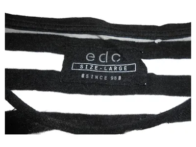 edc by Esprit Damen Langarmshirt Gr. L gestreift Stern Print Grau