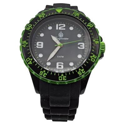 Burgmeister Herrenuhr BM605-62A Sportuhr Schwarz Grün Silikon 5 ATM