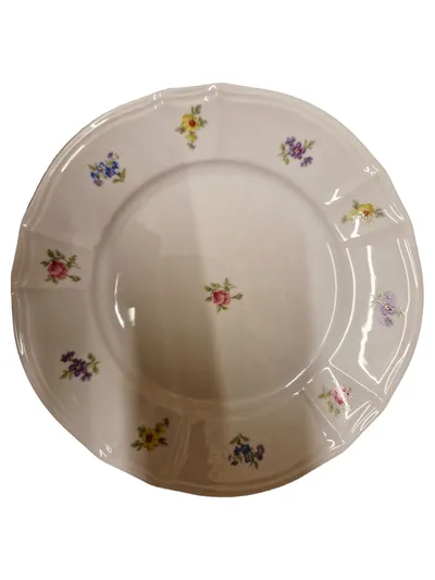 FÜRSTENBERG Platzteller Porzellan 20cm Weiß Klassisch Blumenmuster Festlich