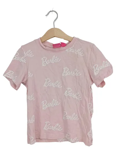 Barbie Kinder T-Shirt Rosa Logo-Print Gr. 122/128 Kurzarm