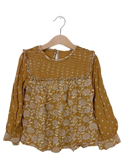 Little Cigogne Mädchen Bluse Blumenmuster Gr. 128 Braun Baumwolle