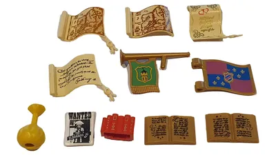 PLAYMOBIL Zubehör Set Flaggen Bücher Tröte Wanted Poster Kinder Mehrfarbig