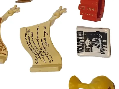 PLAYMOBIL Zubehör Set Flaggen Bücher Tröte Wanted Poster Kinder Mehrfarbig
