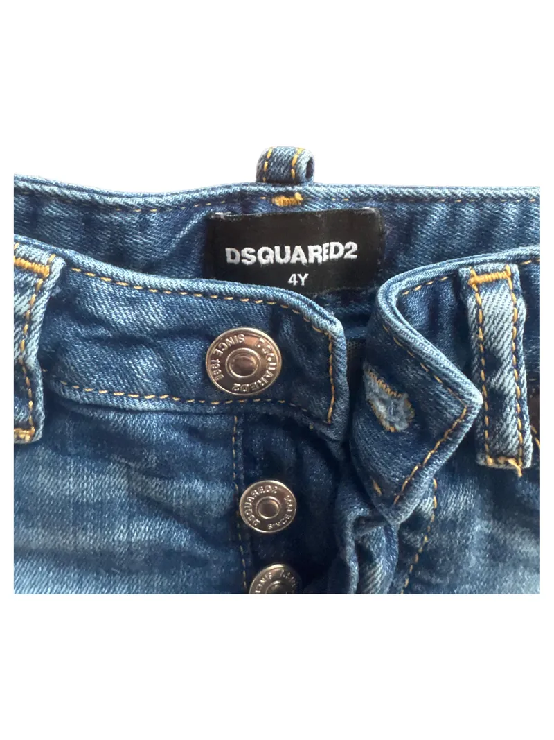 Dsquared2 Kinder Jeans Shorts Blau Gr. 104 (4 Jahre) Distressed Spitze 7
