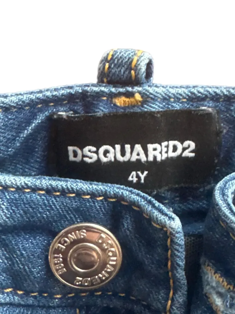 Dsquared2 Kinder Jeans Shorts Blau Gr. 104 (4 Jahre) Distressed Spitze 8