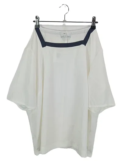 Fink Damen Hemdbluse Weiß Kurzarm Gr. 44 Casual Polyester