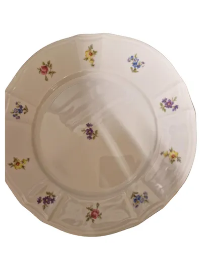 FÜRSTENBERG Essteller 3604 Porzellan 20 cm Weiß Blumenmuster Klassisch