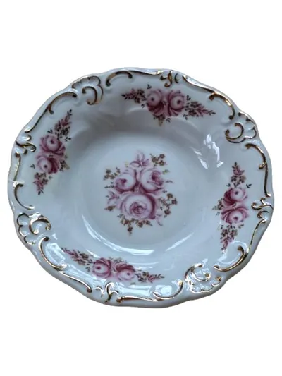 Weimar Porzellan Dekoschale Rosen Blumenmuster Romantisch Weiß 14cm