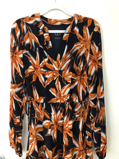 BASLER Damen Blusenkleid Maxikleid floral Gr. 36 S mehrfarbig