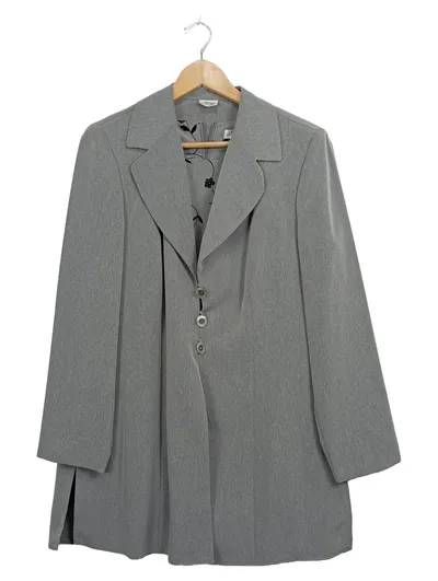 Damen Hosenanzug Gr. 42 Grau Business Blazer Hose Set Elegant