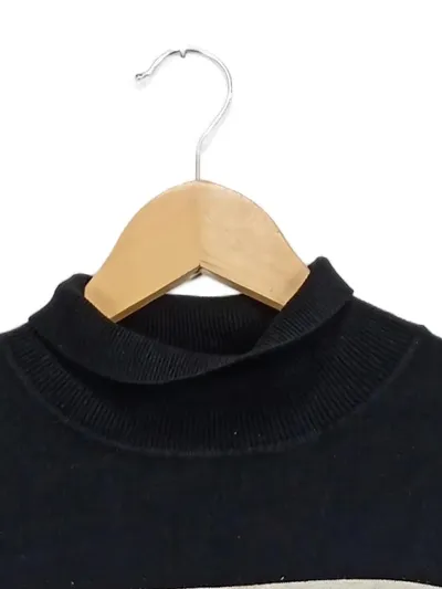 Masai Damen Pullover mit Streifen Rollkragen Gr. 36/S Schwarz Casual