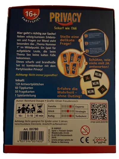 Amigo Privacy Scharf wie Chili Partyspiel Gesellschaftsspiel 16+ Reinhard Staupe