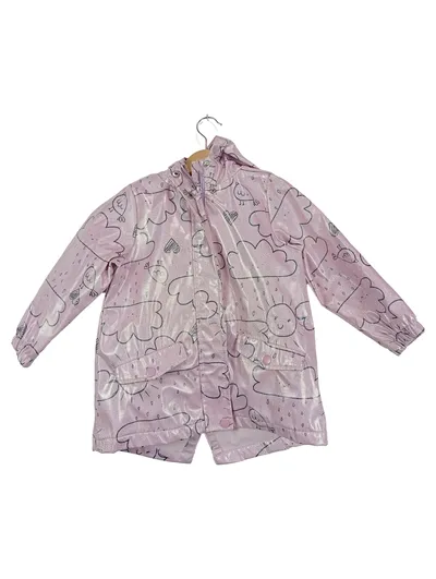 Little Kids Regenjacke Mädchen Gr. 110 Rosa Wolken Sonne Fleece gefüttert