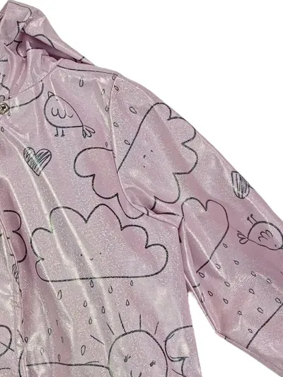 Little Kids Regenjacke Mädchen Gr. 110 Rosa Wolken Sonne Fleece gefüttert