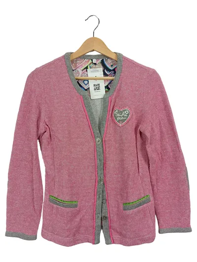justWhite Strickjacke Damen Pink Meliert Gr. 34/XS mit Herz-Applikation