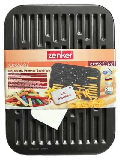 Zenker 48er Kreativ Pommes Backblech mit Teigschaber 38,5x28,5cm Schwarz