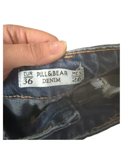 Pull&Bear Damen Jeans Shorts Gr. 36 Blau Destroyed Denim Hotpants