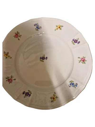 FÜRSTENBERG Platzteller Porzellan 20cm Blumenmuster Klassisch Weiß Festlich