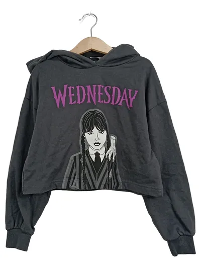 WEDNESDAY Kinder Kapuzenpullover Grau Gr. 134/140 Wednesday Addams Print