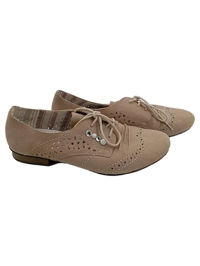 Rieker Damen Schnürschuhe Gr. 39 Beige Casual Lochmuster Frühjahr/Sommer