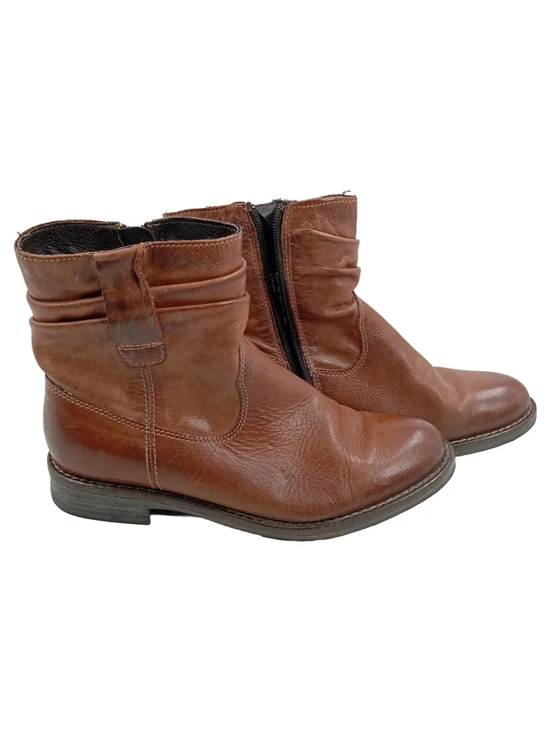 5th Avenue Damen Stiefelette Leder Braun Gr. 38 gefüttert Reißverschluss 1