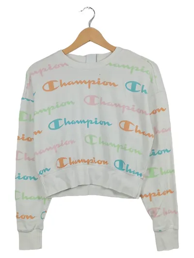 Champion Damen Pullover Logo-Print Gr. 34/XS Weiß Casual
