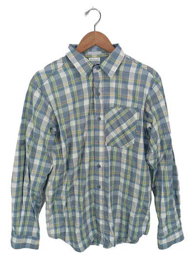 Columbia Herren Freizeithemd kariert Gr. 46/S Langarm Polyester Blau