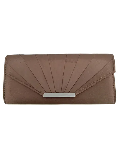 PICARD Damen Clutch Abendtasche Elegant Fächerdesign Beige Stoff