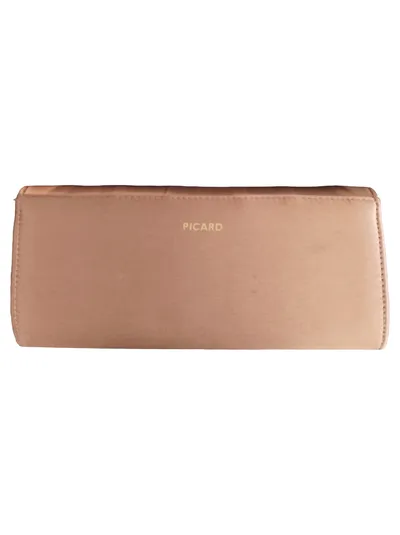 PICARD Damen Clutch Abendtasche Elegant Fächerdesign Beige Stoff