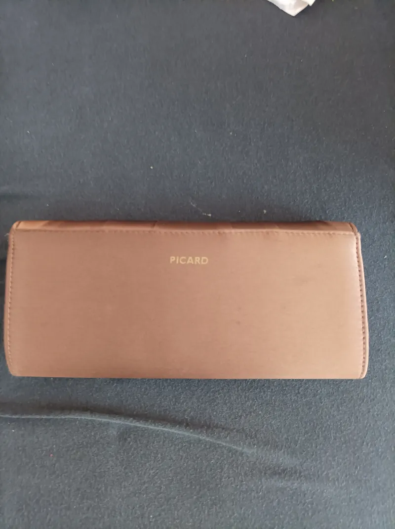 PICARD Damen Clutch Abendtasche Elegant Fächerdesign Beige Stoff 6