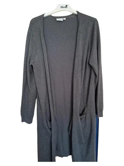 Saint Tropez Strickjacke Damen Grau Gr. 42/XL Casual Langarm Viskose