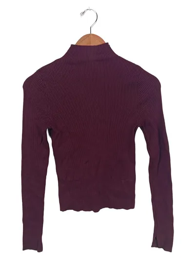 Pull&Bear Damen Rollkragenpullover Gr. 38/M Rot Rippstrick Basic
