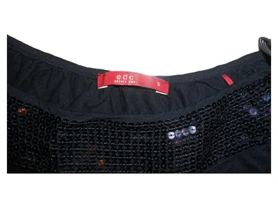 EDC by Esprit Damen Top Shirt 3/4-Arm Pailletten Schwarz Gr. S