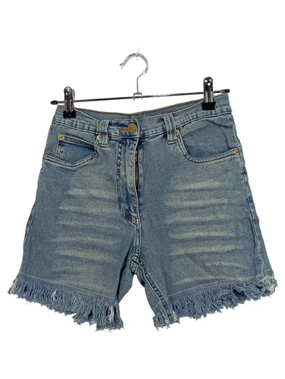 CRASH ONE Kinder Jeans Shorts Gr. 152 Blau Casual Fransen
