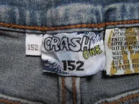 CRASH ONE Kinder Jeans Shorts Gr. 152 Blau Casual Fransen 6