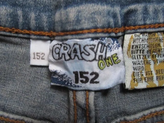 CRASH ONE Kinder Jeans Shorts Gr. 152 Blau Casual Fransen 6