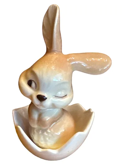 Goebel Osterhase im Ei Dekofigur Keramik Beige 8,5cm Festlich Traditionell
