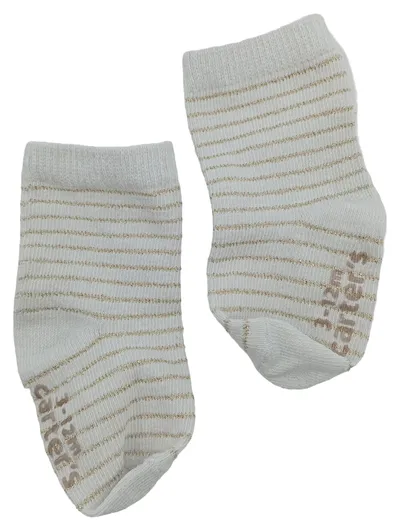 Carter's Baby Söckchen Socken Gr. 3-12 Monate Weiß Gold Gestreift