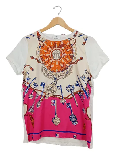 Allude Damen T-Shirt Schlüssel-Print Gr. 38/M Modern Mehrfarbig