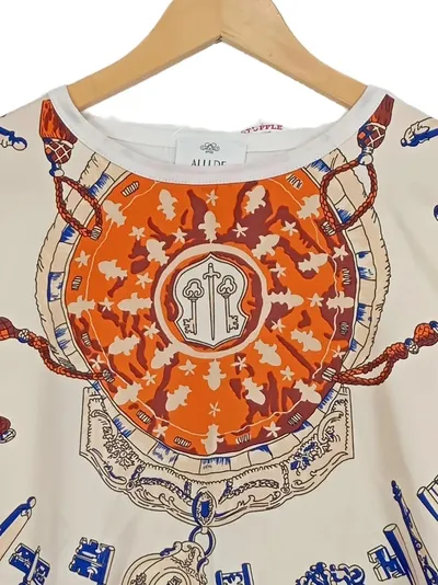 Allude Damen T-Shirt Schlüssel-Print Gr. 38/M Modern Mehrfarbig