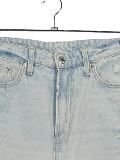 H&M Damen Destroyed Jeans Gr. 42 Blau Loose Straight High Waist Denim