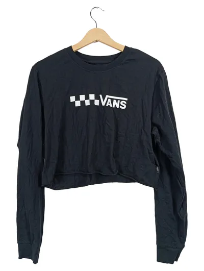 Vans Langarmshirt Damen Gr. 40/L Schwarz Streetwear Cropped Logo-Print