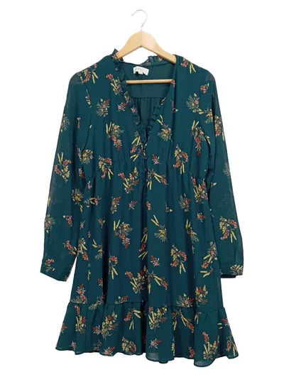 Apricot Damen Freizeitkleid Gr. M Grün Blumenmuster Rüschen