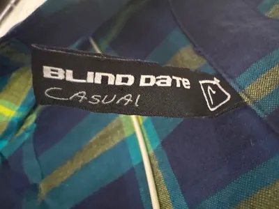 Blind Date Damen Hemdbluse Gr. L kariert blau gelb Baumwolle Casual