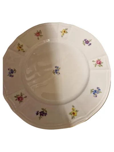 FÜRSTENBERG Platzteller Porzellan Klassisch Weiß Blumenmuster 20cm