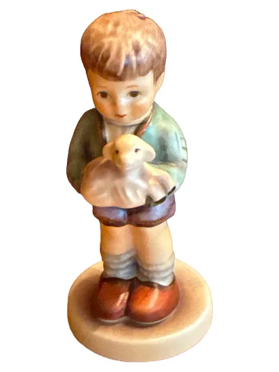 Goebel Junge mit Lamm Figur Porzellan Kind Spielfigur Mehrfarbig 10cm